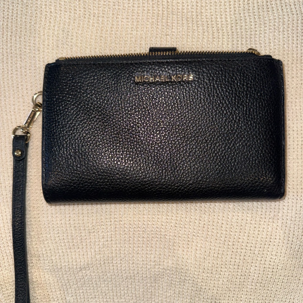 Michael Kors Black Pebbled Leather Wristlet